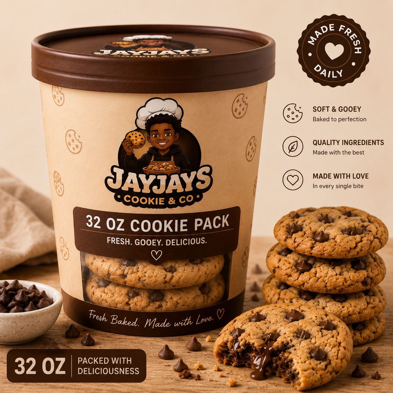 32oz Bucket of cookies